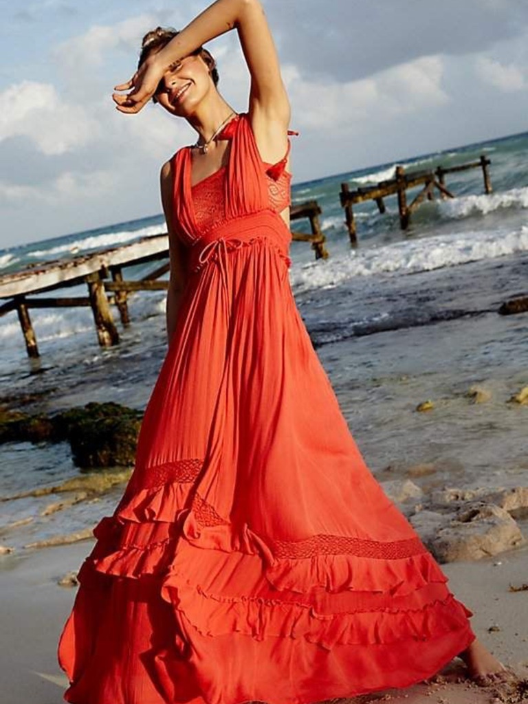 Free People Santa Maria Maxi Tangerine Orange